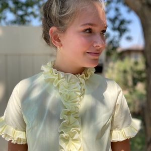 Vintage Yellow House Dress with Ruffles